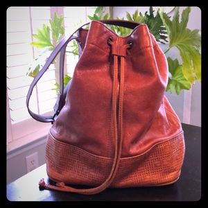 Anthropologie Brown Leather Bucket Bag